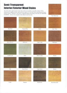 the color chart for wood stains