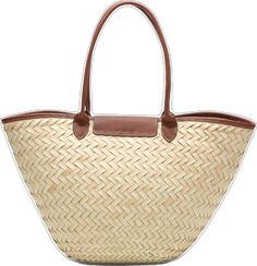 Classic Woven Leather Bags For Shopping, Classic Woven Leather Shopping Bags, Classic Woven Leather Bag With Double Handle, Luxury Brown Straw Bag With Handles, Luxury Brown Straw Bag With Gold-tone Hardware, Classic Tote Bag With Braided Handles, Classic Natural Bags With Braided Handles, Classic Natural Bag With Braided Handles, Classic Beige Woven Leather Bag