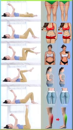 an image of woman doing yoga poses in different positions on the same side and top