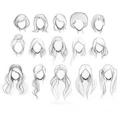 the hair styles for different types of women are shown in this drawing lesson, which shows how