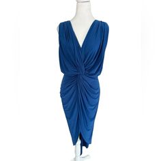 Misa Los Angeles Maxi Dress Women’s Xs Blue V-Neck Sleeveless Twist Knot Front Draped Front With Cinched Waist Maxi Dress By Misa. Pullover Style, Sleeveless With V Neck. Polyester Spandex Blend Fabric That Is Stretchy And Form Fitting. Beautiful And Flattering Dress, Great For Wedding Season. Brand: Misa Los Angeles Generic Name: Blue V Neck Maxi Dress Color: Blue Size: Extra Small / Xs Pattern: Solid Color Texture: Smooth And Stretchy Signs Of Wear:None Condition: New With Tags Features/Detail Midi Dress Wedding, Midi Dress Wedding Guest, V Neck Maxi Dress, Max Dress, Tulip Dress, Flattering Dress, Maxi Gown Dress, White Halter Maxi Dress, Twist Knot