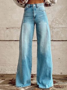 Lasaky - Casual Lightweight Wide Leg Pants with Denim-Inspired Design Marlene Hose, High Waisted Jean, Casual Denim Pants, Y2k Sweater, Casual Wide Leg Pants, Long Skirts For Women, Pantalon Large, Wrangler Jeans, Jeans For Women