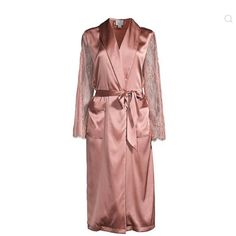 Beautiful Cami Nyc 'Aerie' Silk Women's Robe Kimono In A Creamy Rose Pink Material: Luxurious 92% Silk Style Details: Lace Sleeves; Removable Waist Tie; Maxi Length Size: Medium, Approximately 20 Inches Pit To Pit Condition: New With Tags. "Crafted Of A Luscious Silk Charmeuse With A Hint Of Stretch, This Knee-Length Robe Is Enhanced With A Delicate Floral Lace Sleeves. Shawl Collar Long Lace Sleeves Wrap Front With Self-Tie Sash." Chic Pink Sleepwear For Wedding Night, Elegant Fitted Pink Sleepwear, Long Lace Sleeves, Cami Nyc, Lace Kimono, Women's Robe, Silk Lace, Silk Robe, Womens Robes