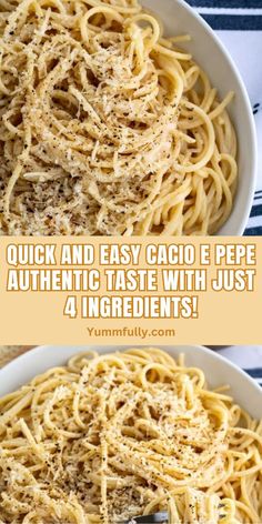 Italian cuisine is simple yet elegant, and making an amazing gourmet-tasting meal using only pantry staples is what truly sets it apart. Cacio e Pepe is a quick, easy, 4-ingredient one-pot meal that can be easily changed by varying the ingredients and add-ons. Cheese Tasting, Fettuccine Alfredo, 4 Ingredient, Quick Dinner Recipes, Pantry Staples, Minestrone, Delicious Dinner Recipes, Linguine, Quick Snacks