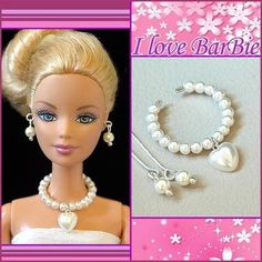 a barbie doll is wearing pearls and jewelry