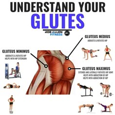 an image of a woman doing exercises with the words, understand your glutes