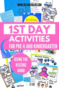 the first day activities for pre - k and kindergarten with text overlay