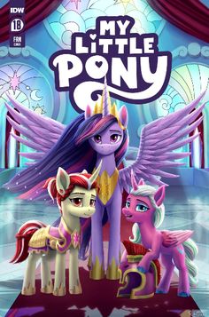 the movie poster for my little pony, featuring three ponies and one is wearing a crown