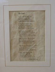 a framed poem with writing on it in a white frame