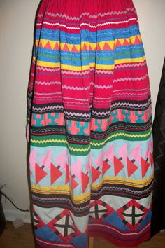 Fabulous RARE Vintage Native American Seminole Ceremonial Skirt Muskogee Creek, Indian Project, Seminole Patchwork, Indian Patchwork, Seminole Indians, Ribbon Shirt