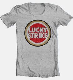 Lucky Strike T-shirt distressed logo adult regular fit graphic tee | eBay Tshirt Inspiration, World Wide Web, Slogan Tshirt, Logo Vintage, Marlon Brando, Vintage Games, Retro Vintage Style, Grey Tee, 1980s Vintage