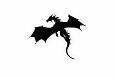 a black and white silhouette of a dragon