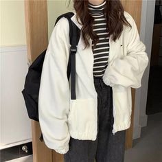 Vintage Polar fleece Zip Up jacket Zip Cardigan, Harajuku Streetwear, Quick Outfits, Tomboy Style Outfits, Tomboy Fashion, Style Streetwear, Casual Style Outfits, Sweaters Oversized