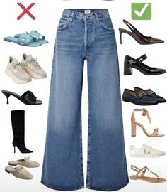 Shoes For Wide Leg Jeans, Wide Leg Outfit, Leg Pants Outfit, Fashion Vocabulary, Casual Day Outfits, Elegante Casual, Easy Trendy Outfits