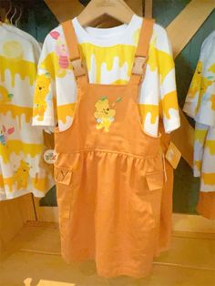 Exclusive Winnie the Pooh Lemon Honey Collection is released at Hong Kong Disneyland Today~ For Kids Size XS to L Spring Kawaii School Dresses, Cute Yellow School Dress, Winnie The Pooh Dress, Pooh Dress, Moon Store, Lemon Honey, Dress For Kids, Aulani Disney Resort, Shanghai Disney Resort