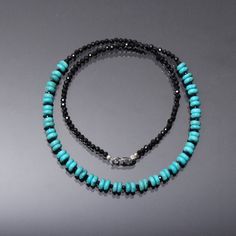 Product Details : ITEM CODE : DGC3201Gemstone Name :  ARIZONA TURQUOISE AND BLACK SPINELChain Style : BEADEDBeads Shape :  SMOOTH RONDELLE/ FACETED ROUNDBeads Size : 2mm/3mm / 5.5 mm ApproxLength : 18" Inch ApproxWeight : 55 Cts. ApproxCustomization : **Available**Please Feel Free To Contact If You Have Any Query. Turquoise Beaded Necklace, Round Bead Necklace, Turquoise And Black, Designer Necklace, Turquoise Bead Necklaces, Arizona Turquoise, Necklace Turquoise, Moonstone Necklace, Genuine Turquoise