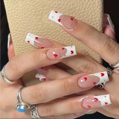 No Glue Included Valentine Nails, Smink Inspiration, French Tip Acrylic Nails, Acrylic Nails Coffin Short