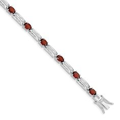 Sterling Silver Polish Finish Garnet Bracelet Bracelet Displays, Long Bracelet, Garnet Bracelet, Wide Bracelet, Garnet Stone, Garnet Gemstone, Fine Jewelry Gift, Red Garnet, Polish Jewelry