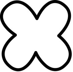 a black and white image of the letter x with an oval shape in the middle