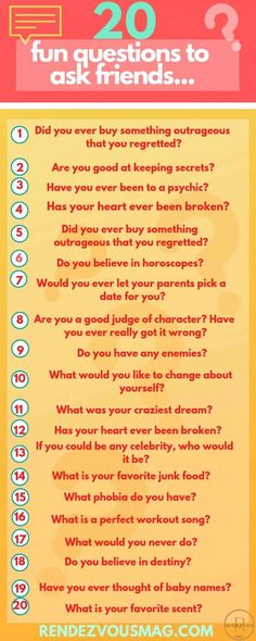 a poster with the words 20 fun questions to ask friends