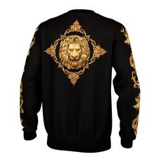 Lion Graphic, Mens Fasion, Fall Streetwear, Gold Lion, Streetwear Casual, Fall Prints, Printed Sleeves, Mens Sweatshirts Hoodie, Long Hoodie