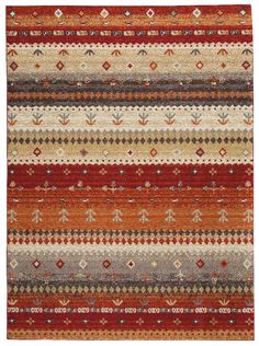 a multicolored rug with different patterns on it