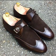 Upper Genuine leather and Suede Lining Soft Calf leather Sole Genuine leather  Heel Genuine leather  All hand stitch Manufacturing time 10 days  If you cant find your size pleas send us message we will make for you custom Brown Formal Shoes Men, Suit Socks, Brown Formal Shoes, Gentleman Suit, Brown Shoes Men, Monk Shoes, Gentleman Shoes, Man Shoes, Suede Leather Shoes