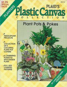 the front cover of plastic canvass collection featuring potted plants