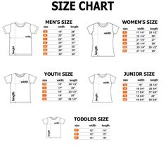 men's and women's t - shirts sizes chart