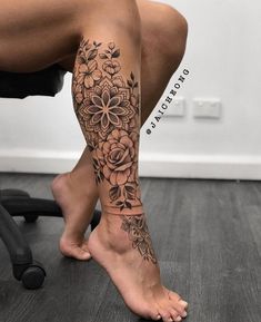 Tatuagem Flores e Mandalas | Femininas | Tattoos | Woman Shin Sleeve Tattoos For Women, Woman’s Leg Tattoos, Front Of Leg Tattoos Women, Female Shin Tattoo, Women’s Leg Sleeve, Front Shin Tattoo For Women, Back Leg Tattoos Women, Thigh Sleeve Tattoo Women, Woman Leg Tattoo Ideas