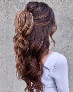 Bouncy Half-Up Pony and Loose Waves Wedding Half Updo, Straight Hair Updo, Bridemaids Hairstyles, Braided Half Updo, Long Hair Updo, Half Up Half Down Hair