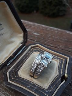 Absolutely Stunning 14k White Gold, Approximately 3ct Emerald Cut and Princes Vut Diamond Wedding Set... 2 rings, Wedding Ring and Engagement Ring Attached.. Center Emerald Cut Diamond is Approximately 6.75mm x 4.75mm, (about 1ct), I put 0.75ct .... Smaller Emerald cut Diamonds are Approximately 5.50mm x 3.50mm, which Approximately 0.45ct Each. SI, GH... Wedding band is 1ct Approximately. My Estimate is 3ct total I can get Professional Appraisal for $100 extra. It's my Estimate, all Approximatel Wedding Ring And Engagement Ring, Wedding Ring And Engagement, Princes Cut, Gold Diamond Earrings Studs, Gold Diamond Studs, Diamond Wedding Sets, 2 Rings, Sapphire Wedding, Emerald Cut Diamond