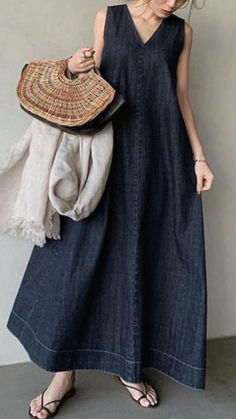 Long Skirt Casual, Robes Glamour, Cozy Dress, Plain Dress, Cooler Look, Medan, Styl Vintage, Spring Dresses, Stylus