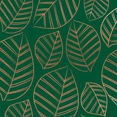 a green and gold leaf pattern with white lines on the leaves, as well as numbers