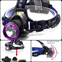 an image of a headlamp with its light on and instructions to use it