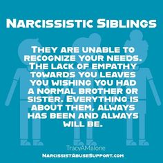 a blue poster with the words narcissistic siblings