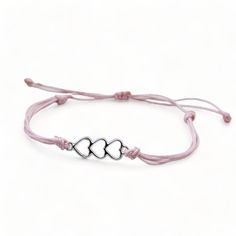 Triple Heart Connector Bracelets Adjustable knot for easy on/off High Quality Nylon cord will not fray or break Save 10% on order of 3 bracelets or more! Grab all 5 colors and save even more. Connector Bracelets, Nylon Bracelet, Sliding Knot Closure, Bracelets Adjustable, Triple Heart, Adjustable Knot, Sliding Knot, Lovely Clothes, Custom Bracelets