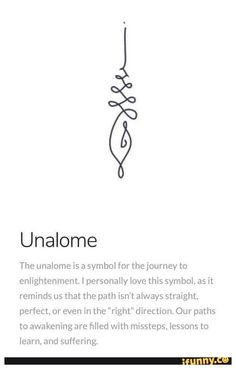 the symbol for an unalome is shown in black and white, on a white background