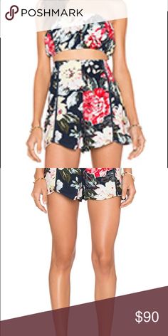 NWTs MinkPink Shorts and Bandeau Set So pretty and featured on revolve. Be cool in this stylish and flattering high waisted shirt set and sexy bandeau top. NWTs! MINKPINK Other Fitted Floral Print Shorts For Vacation, Fitted Floral Print Shorts For Summer, Fitted Shorts For Date Night In Summer, Summer Shorts For Date Night, Stretch Shorts For Date Night In Summer, Be Cool, Mink Pink, Bandeau Top, So Pretty