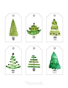 watercolor christmas tree gift tags