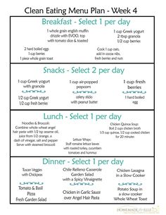 Meal Plan Template, Clean Eating Breakfast