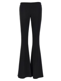 'D2 Jewel' pants with jewel detail on the sides, back zip closure, flared leg. Composition: 100% polyester | Dsquared2 Women's d2 Jewel Pants in Black | SS24 Herno Jacket, New Bottega, Flare Trousers, Yoga Wear, Sporty Style, Fashion Labels, Blouse Dress, Italian Fashion, Bottoms Pants