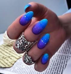 2024 Summer Nail Art: Funky & Simple Designs for Short Nails Purple Ombre Nails, Blue Ombre Nails, Ombre Nail Art Designs, Nail Art Ombre, Purple Nail, Her Nails, Purple Nails