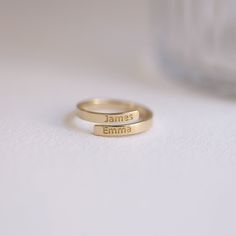 Name Ring, Initial Ring, Personalized Ring, Bypass Ring, Flat Twist Ring Band, Personalized Engraving Flat Ring, Wedding Ring, 14k Gold Ring ≫ Product Details ◈ Handmade / Handcrafted Fine Jewelry ◈ Ring Width: 2.40mm ◈ Thickness: 1.3 mm ◈ Metal: Solid 14K Gold ◈ Gold Color: White gold, Rose gold, Yellow gold ≫ Please read our FAQ below for more detail. 14k Gold Stackable Bypass Promise Ring, Personalized Yellow Gold Round Band Ring, Yellow Gold Stackable Bypass Ring For Anniversary, Gold Stackable Bypass Ring For Promise, Gold Stackable Bypass Ring As A Gift, 14k Gold Stackable Engraved Toe Ring, Gold Stackable Bypass Ring For Wedding, Adjustable Yellow Gold Personalized Rings, Adjustable Yellow Gold Bypass Ring For Anniversary