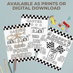 printable birthday coloring pages for kids to color and play on the table with crayons