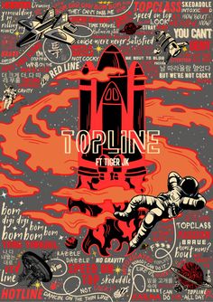 an image of a space shuttle with words all over it that say, topline