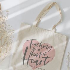 Teacher gift tote bag Summer Christmas Gifts, Teacher End Of Year, Teacher Summer, Teacher Tote, Gift Totes, Heart Painting, Watercolor Heart, Teacher Christmas Gifts, Budget Fashion