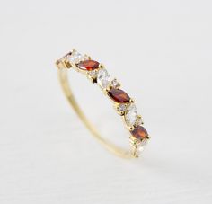 14K Solid Gold  Garnet  Ring, Red Garnet, Wedding Ring, Minimalist Marquise Band Eternity Ring, Elegant Stacking Ring, Christmas Gifts Wedding Ring Minimalist, Marquise Band, Gold Garnet Ring, Garnet Wedding, Ring Elegant, Garnet Ring, Ring Minimalist, Garnet Rings, Stacking Ring