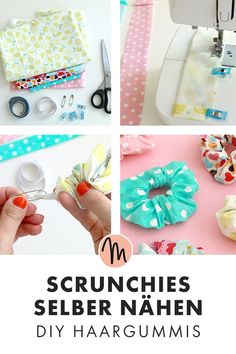 the instructions for how to make scrunches selber nahen with fabric