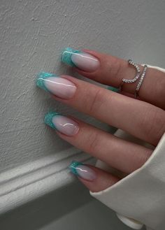 Mint Blue Nails Design, Tenerife Nails Ideas, Teal Hoco Nails, Aqua Green Nails, Tiffany Blue Nails Design, Tenerife Nails, Turquoise Nail Ideas, Aqua Blue Nails, Nails Turquoise